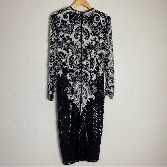 Vintage Negpal Silk Beaded Sequin Midi Dress S - Picture 7 of 16